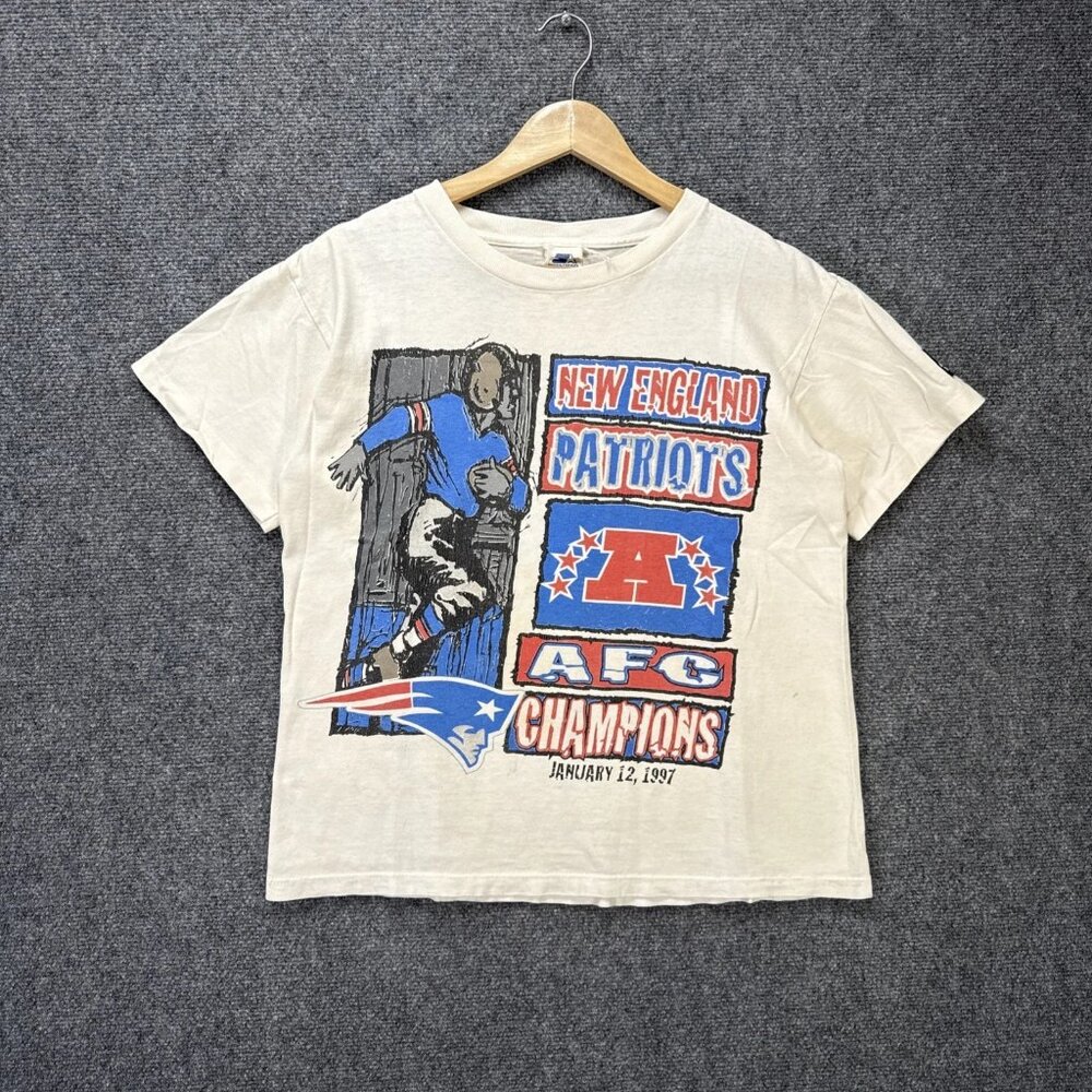 Reprint New England Patriots Shirt Adult Small White 90s NFL Football